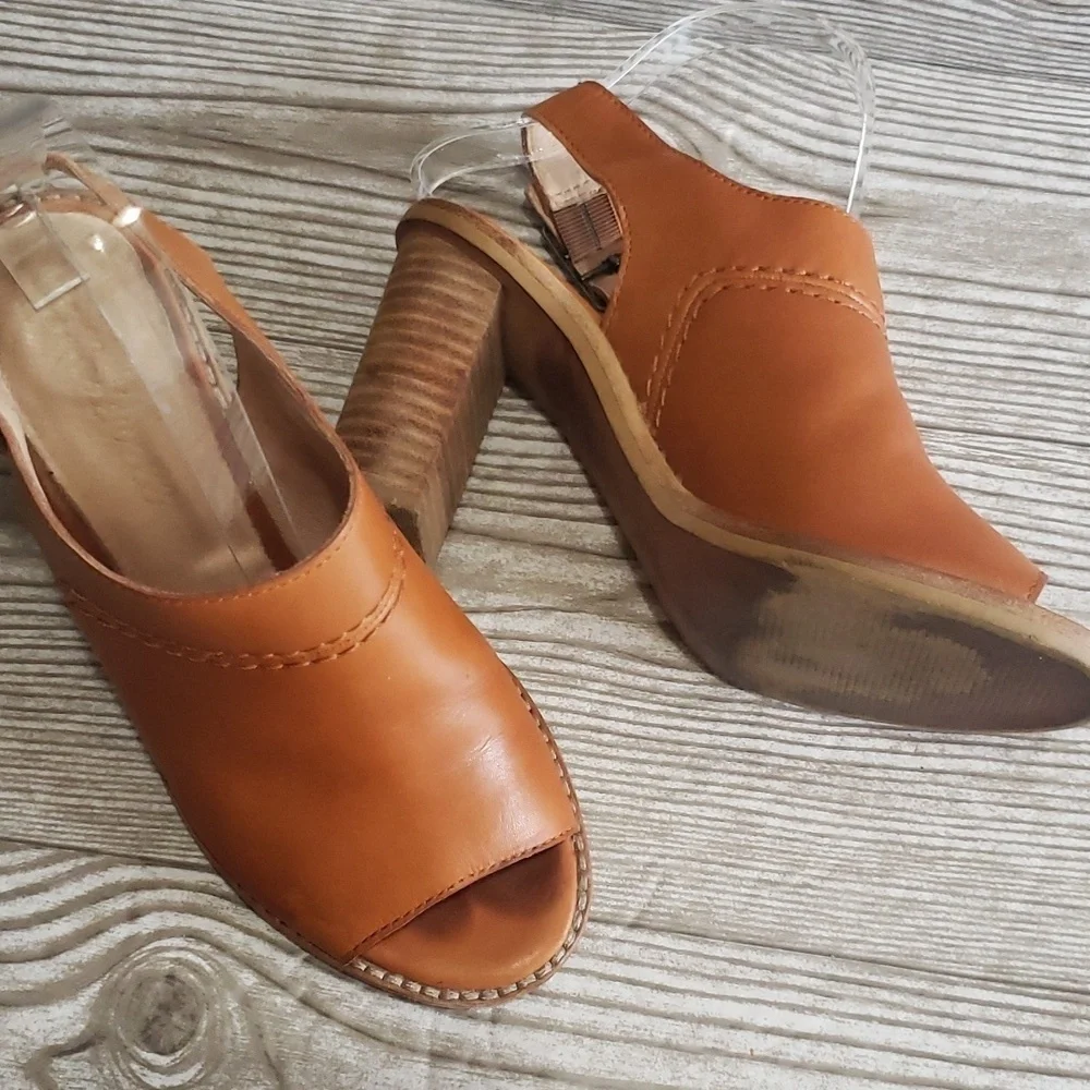 Madewell 6 brown/tan open toe feet cage heels